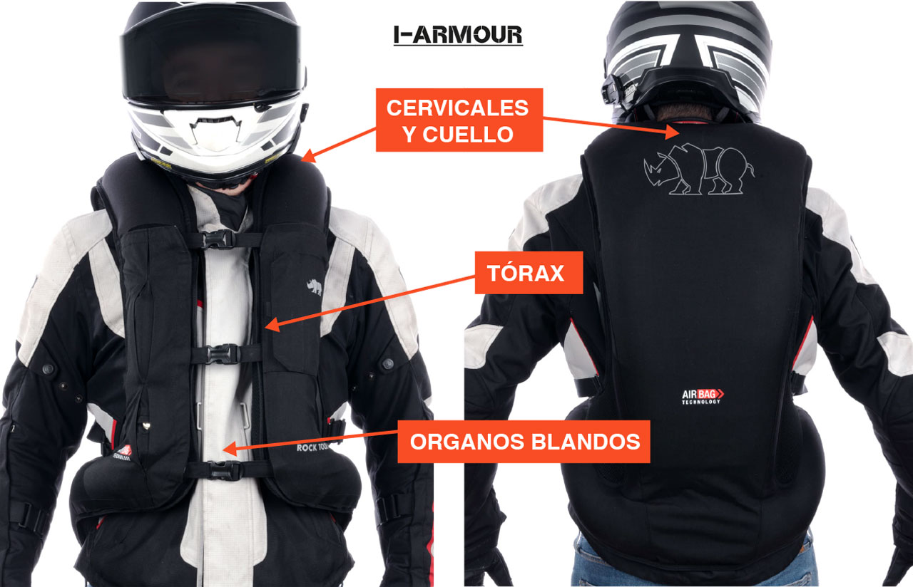 zonas protegidas chaleco airbag moto cuello espalda pecho